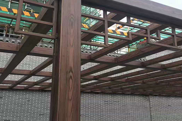 九江车库入口不锈钢仿木纹漆施工